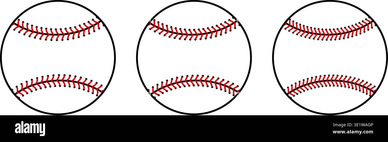 Baseball classique avec coutures rouges et coutures en dentelle détaillées. Icône de softball parfaite pour les logos des équipes sportives, les graphismes des équipements sportifs et les designs des jours de match. Illustration de Vecteur