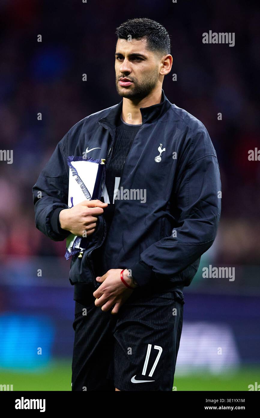 MADRID, ESPAGNE - 10 MARS : Cristian Romero du Tottenham Hotspur FC lors de la manche 2025/26 de l'UEFA Champions League du 16e match de première manche entre Atletic Banque D'Images