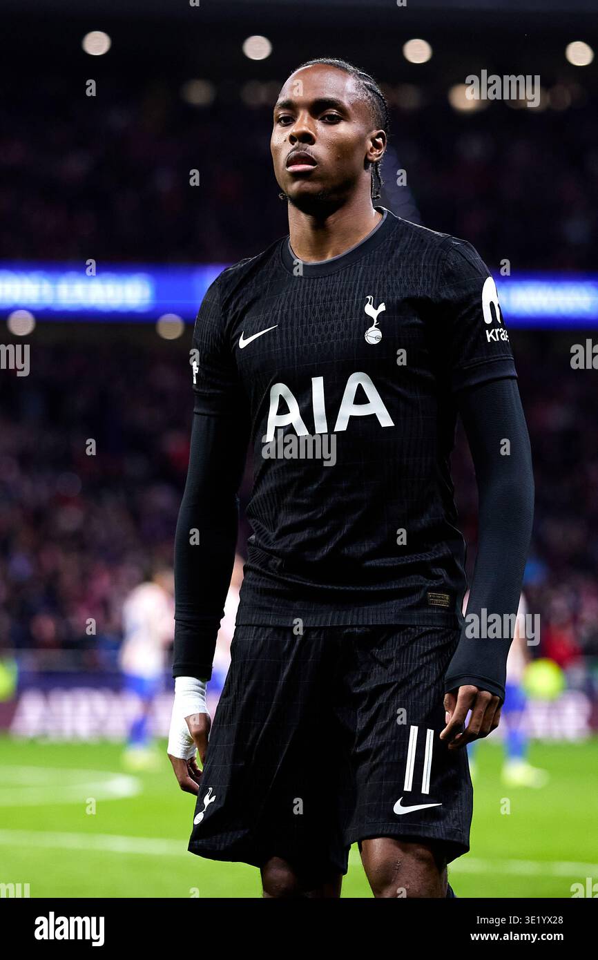 MADRID, ESPAGNE - 10 MARS : Mathys tel du Tottenham Hotspur FC lors de la manche 2025/26 de l'UEFA Champions League du 16e match de première manche entre l'Atletico de Banque D'Images
