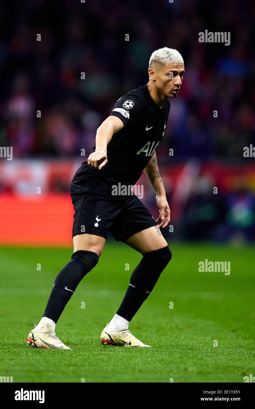 MADRID, ESPAGNE - 10 MARS : Richarlison de Tottenham Hotspur lors de l'UEFA Champions League 2025/26 Round of 16 First Leg match entre l'Atletico de ma Banque D'Images