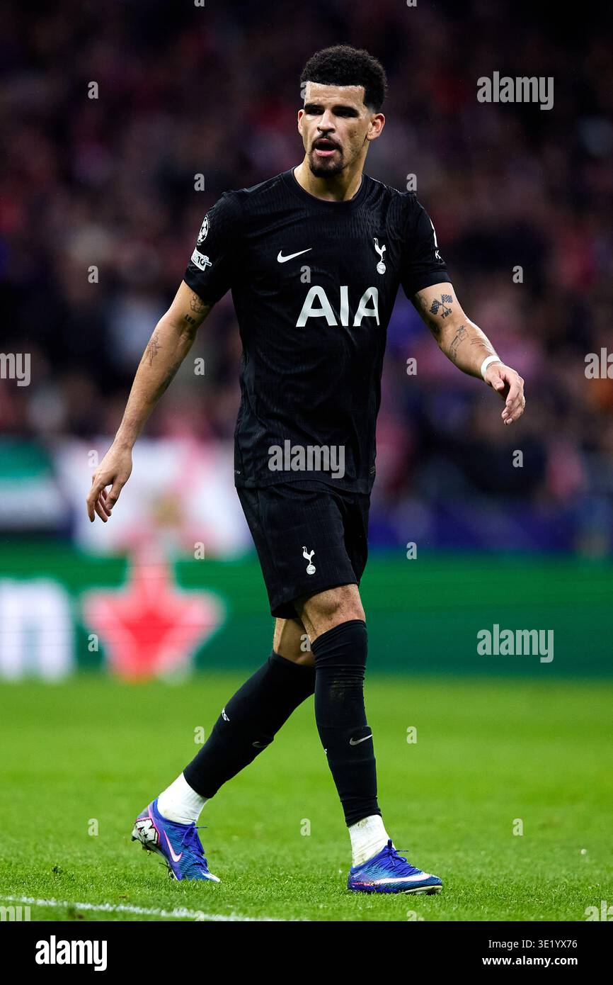 MADRID, ESPAGNE - 10 MARS : Dominic Solanke du Tottenham Hotspur FC lors de la manche 2025/26 de la Ligue des champions de l'UEFA entre Atletic Banque D'Images