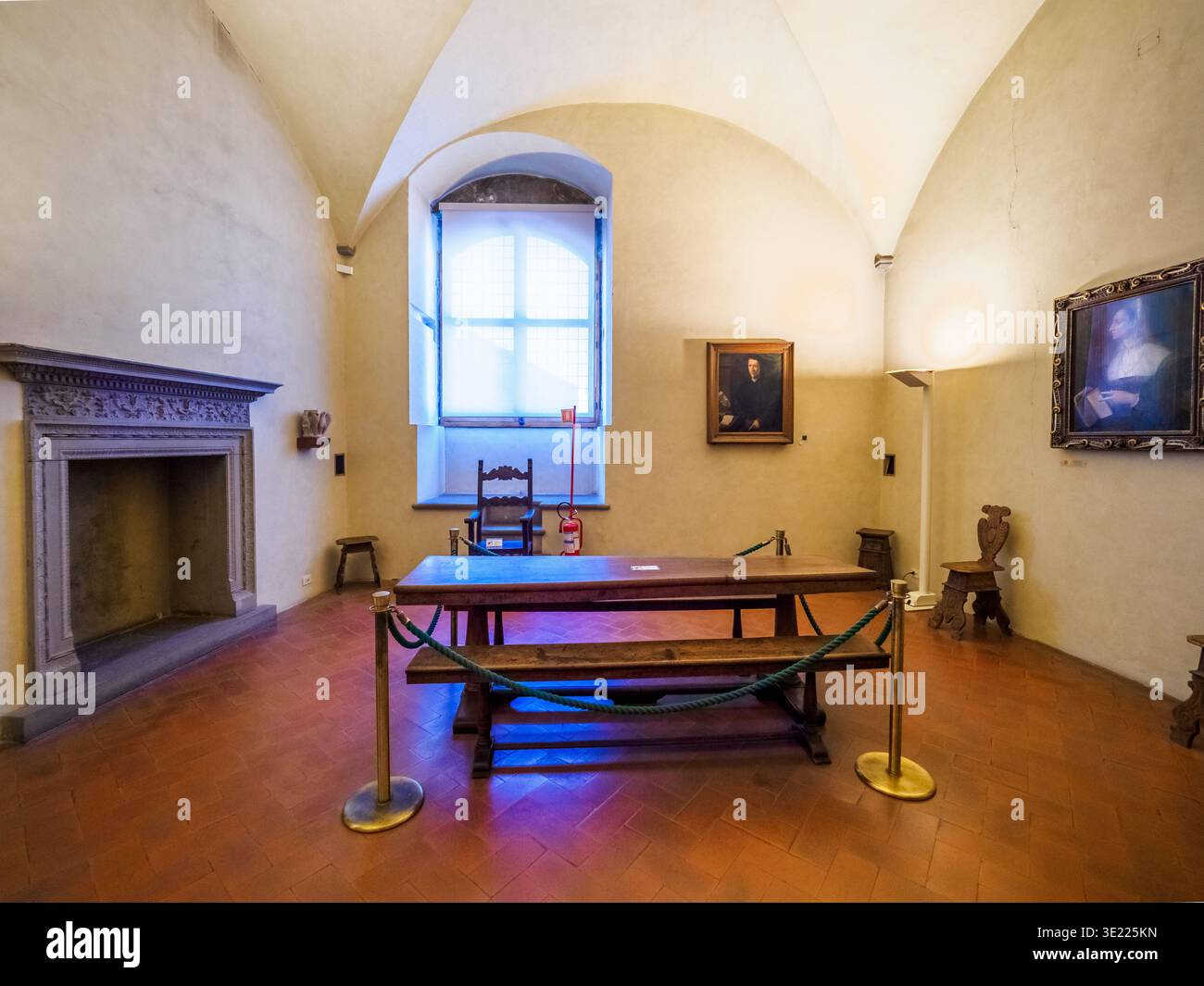 Salle à manger dans les salles mezzanine situées entre le premier et le deuxième étage - Palazzo Vecchio - Florence, Italie Banque D'Images