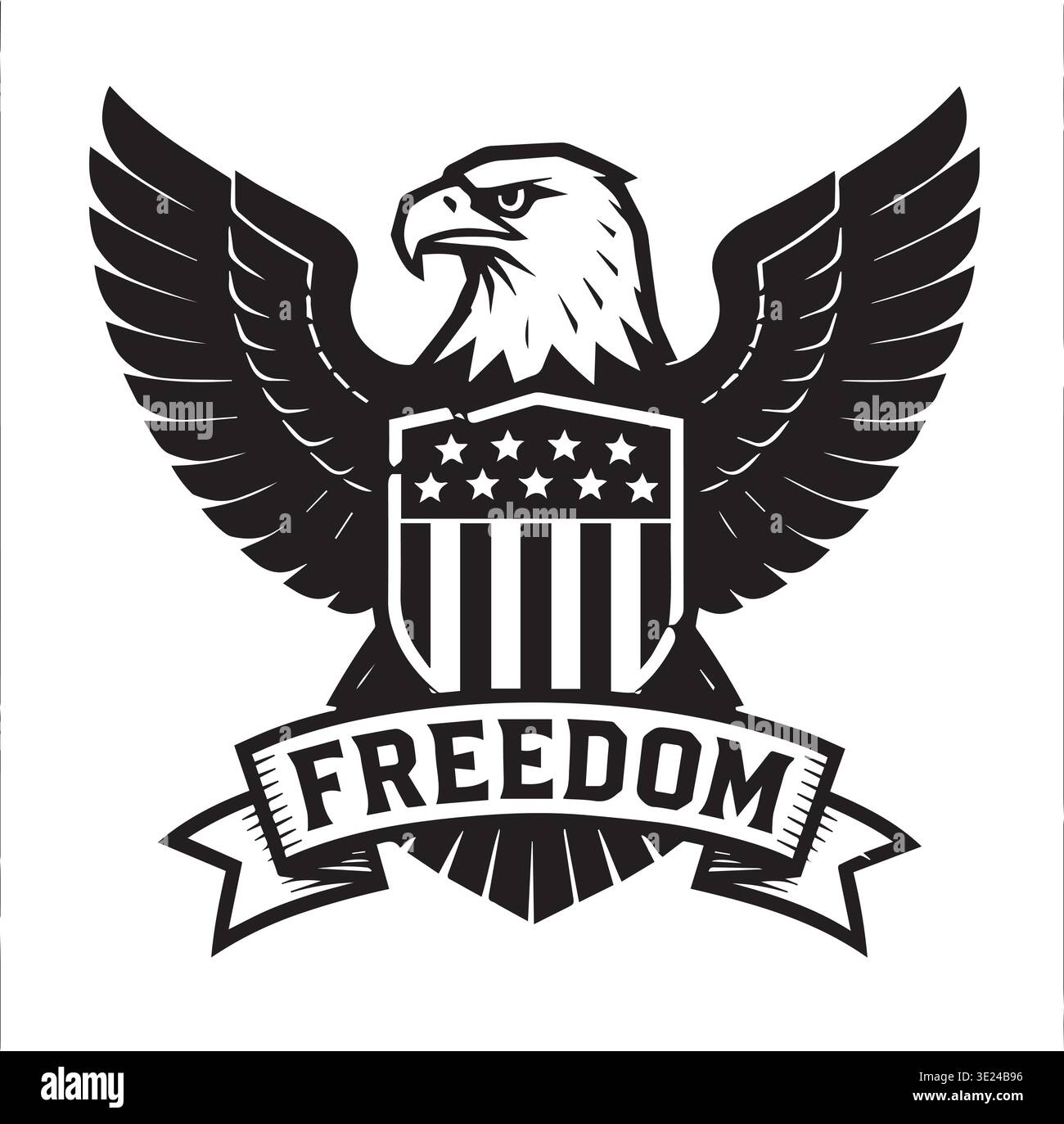 Aigle chauve patriotique avec bouclier et motif emblème de bannière liberté Illustration de Vecteur