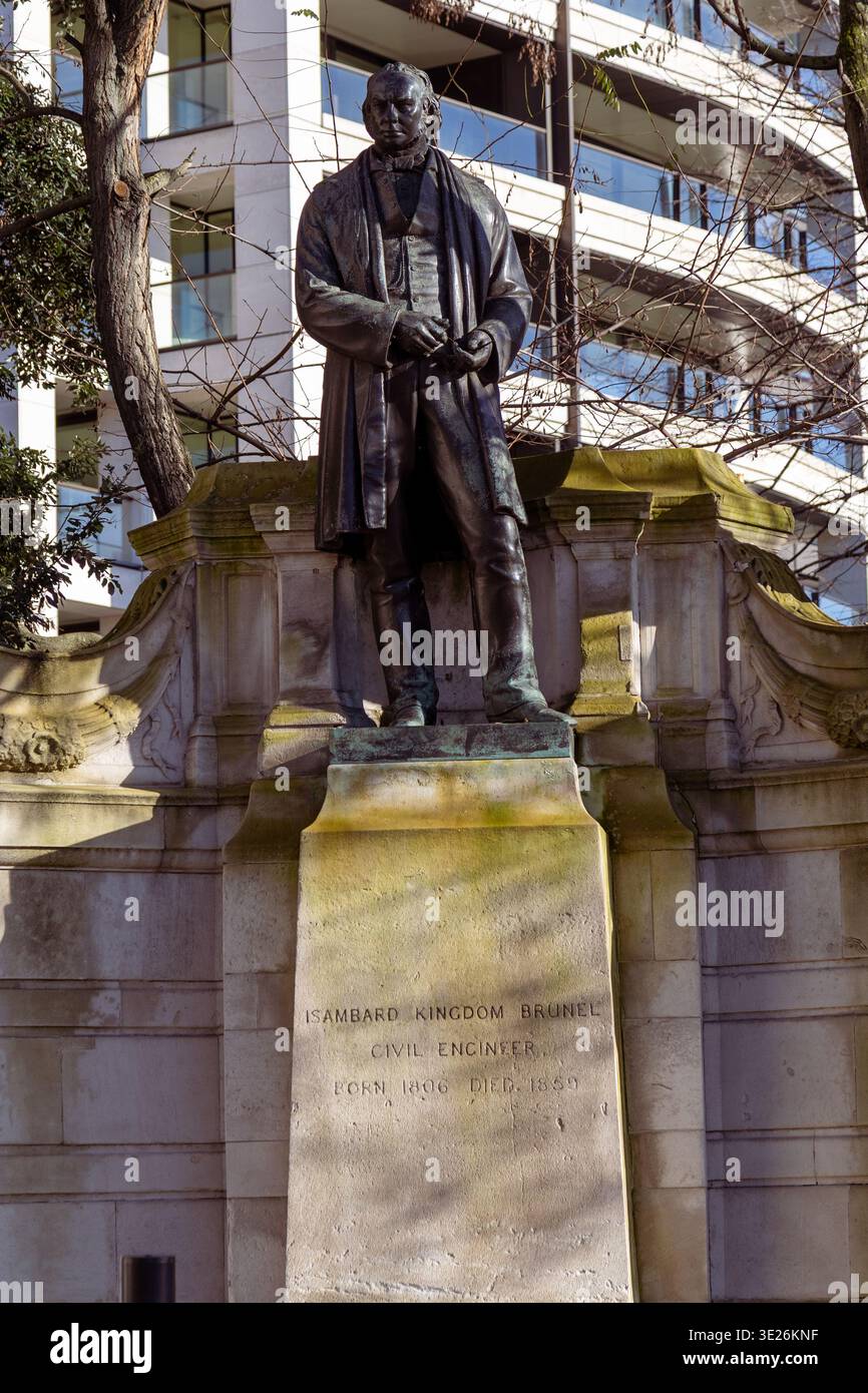 Royaume d'Isambard statue d'ingénieur civil brunel, victoria quai londres Banque D'Images