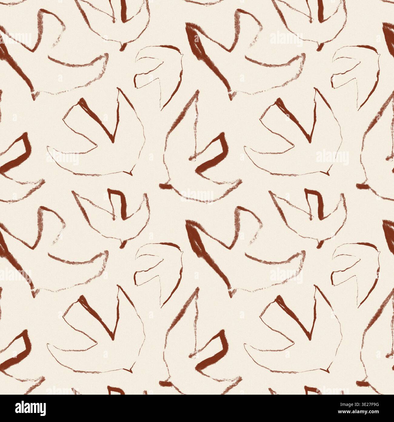 Motif d'oiseau abstrait sans couture, fond animal minimal dessiné à la main, texture artistique moderne Banque D'Images