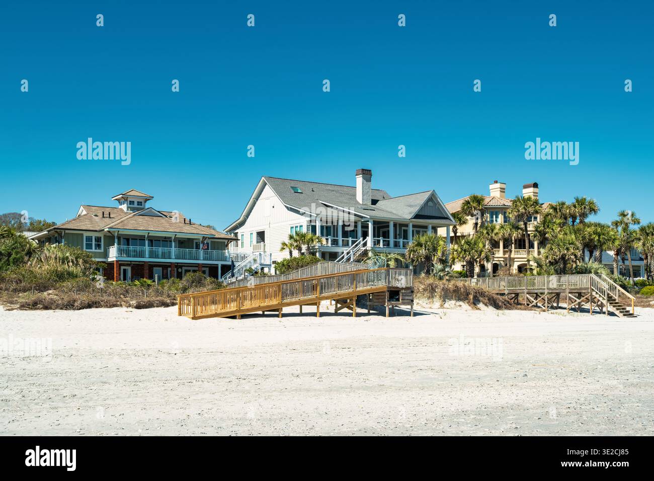 Maisons sur la plage à Myrtle Beach, Caroline du Sud, États-Unis. Banque D'Images