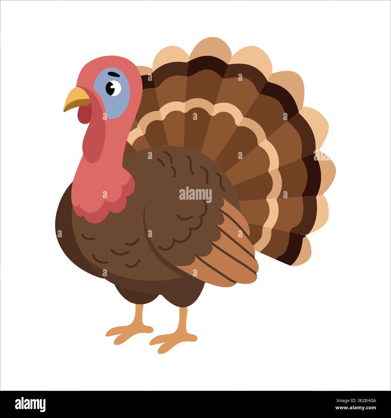 Fière illustration vectorielle d'oiseau de dinde de dessin animé isolé sur blanc Illustration de Vecteur