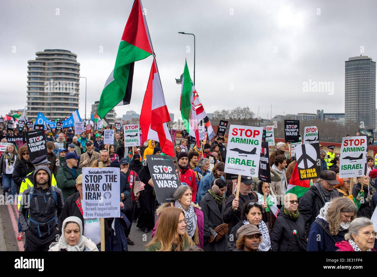 Londres, Royaume-Uni, 7 mars 2026. Arrêtez la protestation contre la guerre. Pro Palestine Stop les manifestants de guerre. Crédit : Ian Humphreys Banque D'Images