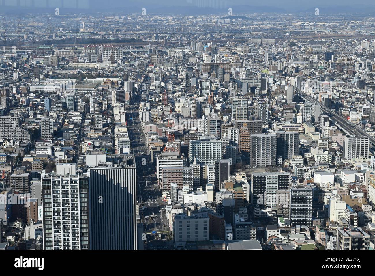 Vue de Nagoya depuis Midland Square Sky observation Deck, ville de Nagoya, Japon. Banque D'Images