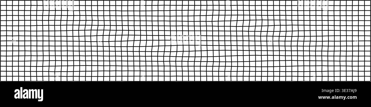 Motif de grille linéaire ondulé avec lignes noires minimalistes Illustration de Vecteur
