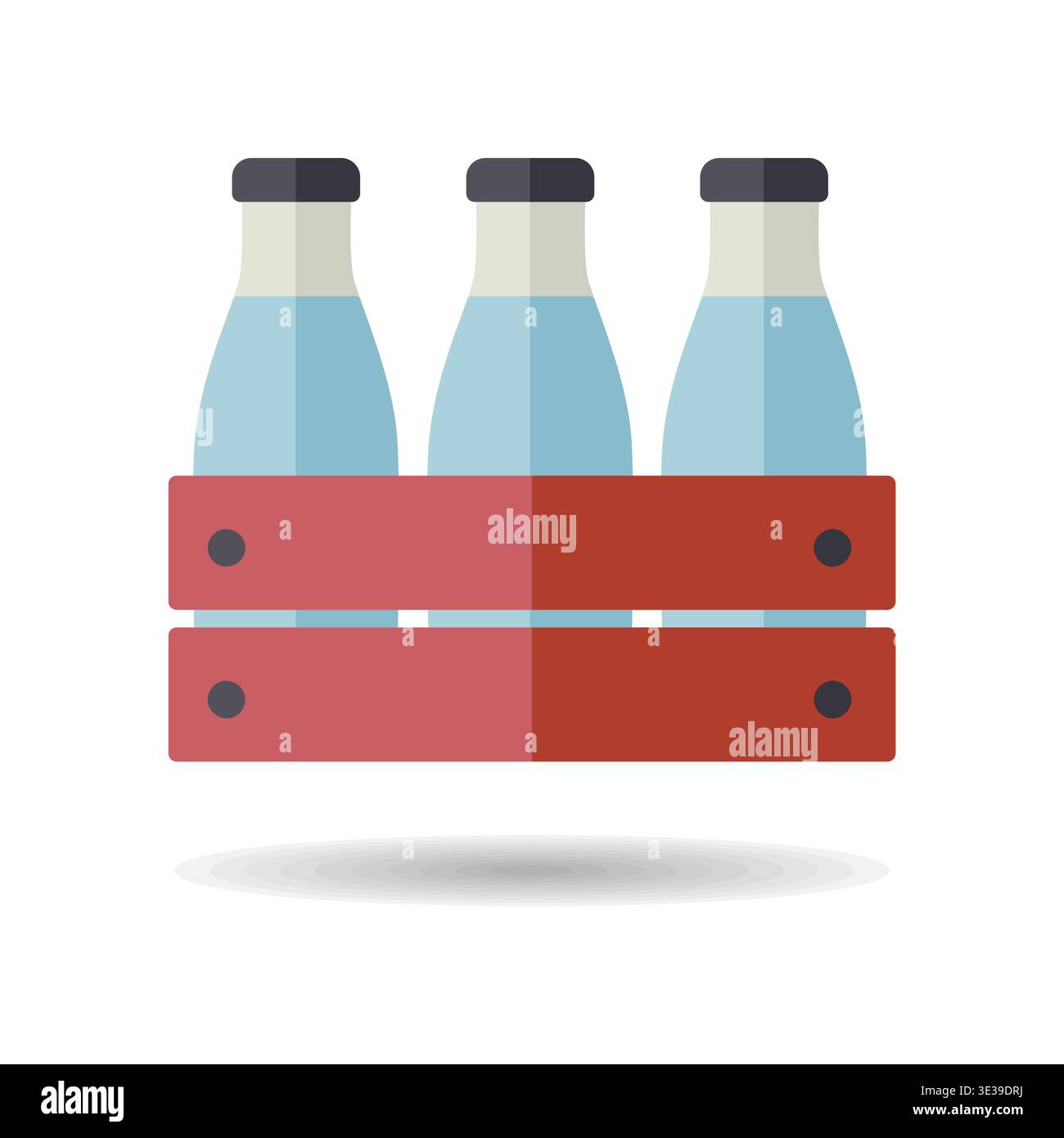 Boîte en bois à lait. Icône vectorielle de caisse de bouteilles de lait. Enseigne de produits laitiers. Symbole graphique pour la conception de sites Web et d'applications de cuisine, logo, application, interface utilisateur Illustration de Vecteur