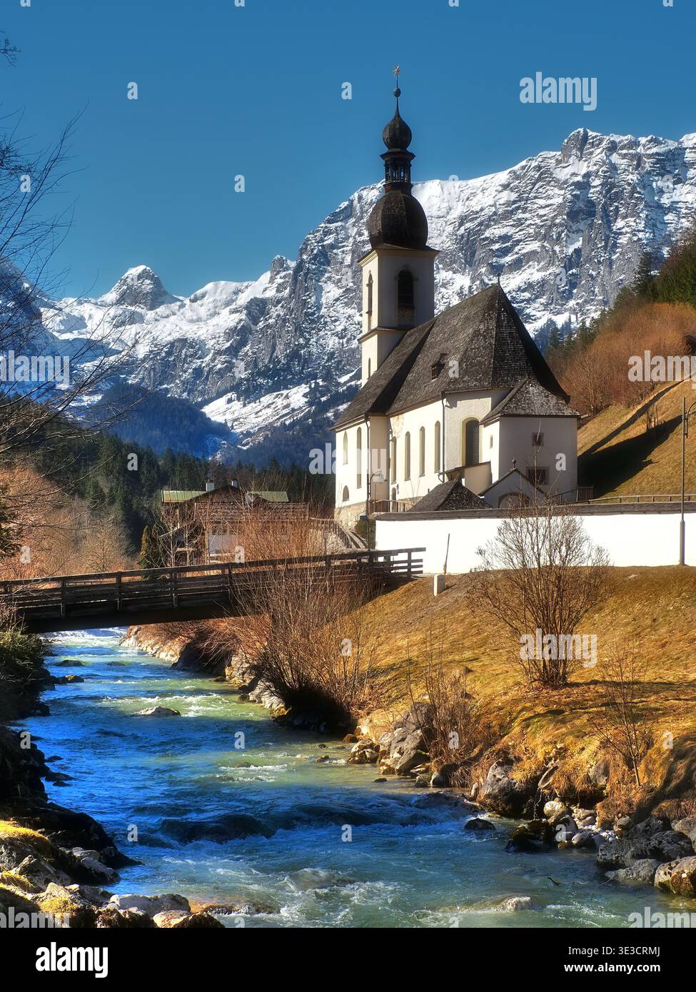 Ramsau BEI Berchtesgaden, Ramsauer Pfarrkirche, Sebastian, weltbekannte motive der Landschaftsmalerei - Nationalpark Berchtesgaden Banque D'Images