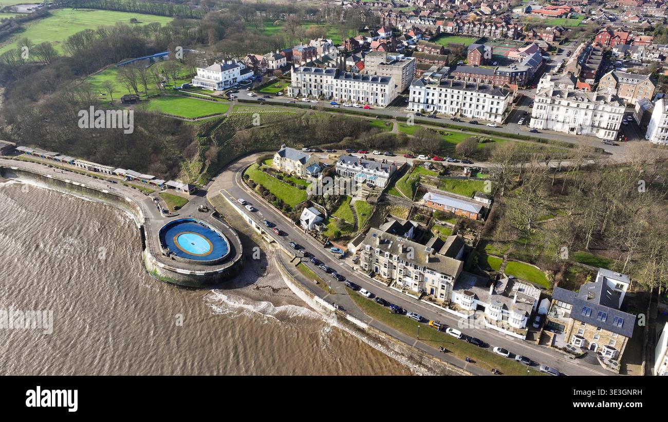Photo aérienne de Filey Yorkshire UK Banque D'Images