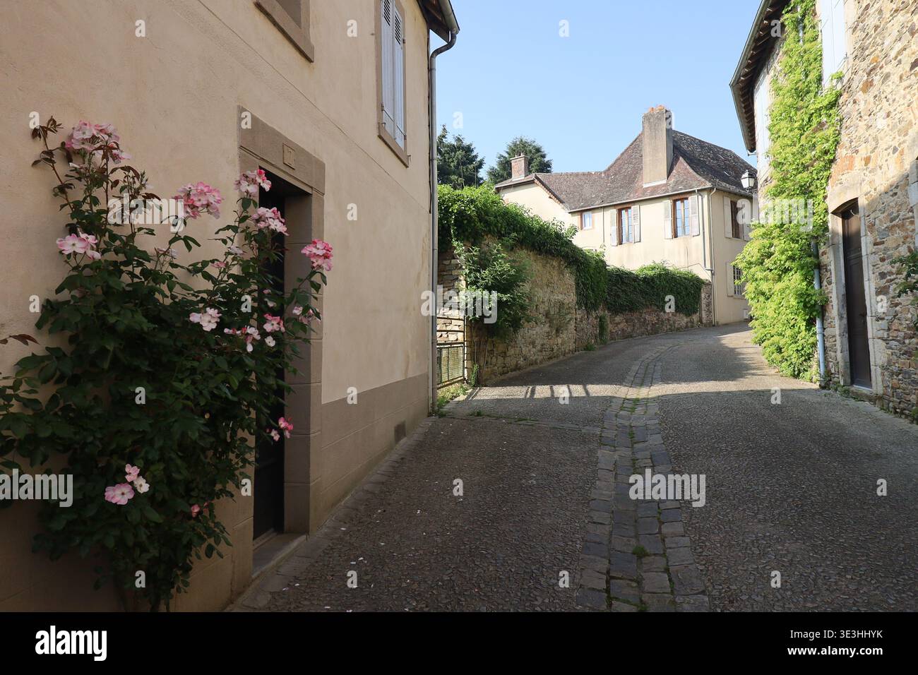 Rue ancienne typique, village de Saint Yrieix la Perche, département de la haute-Vienne, France Banque D'Images