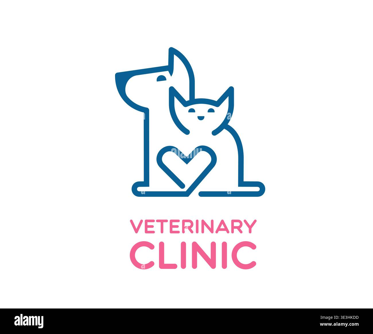 Icône de clinique vétérinaire, animaux joyeux de chat et de chien Illustration de Vecteur