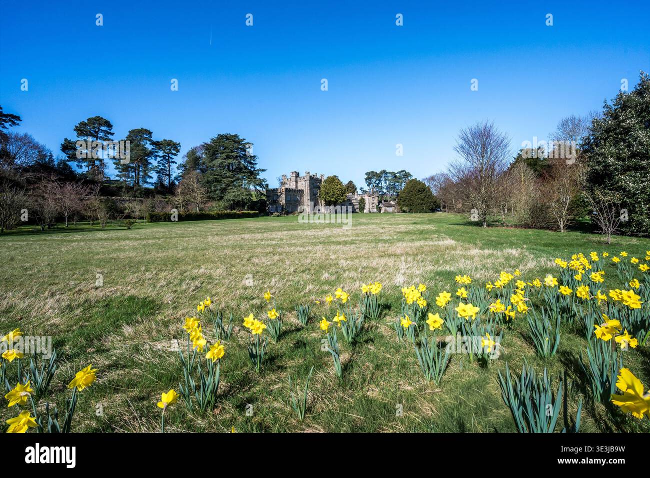 L'image est du manoir et du gîte sur les ruines de l'abbaye de Bolton du 12ème siècle dans la vallée du Yorkshire Dales de Wharfedale Banque D'Images