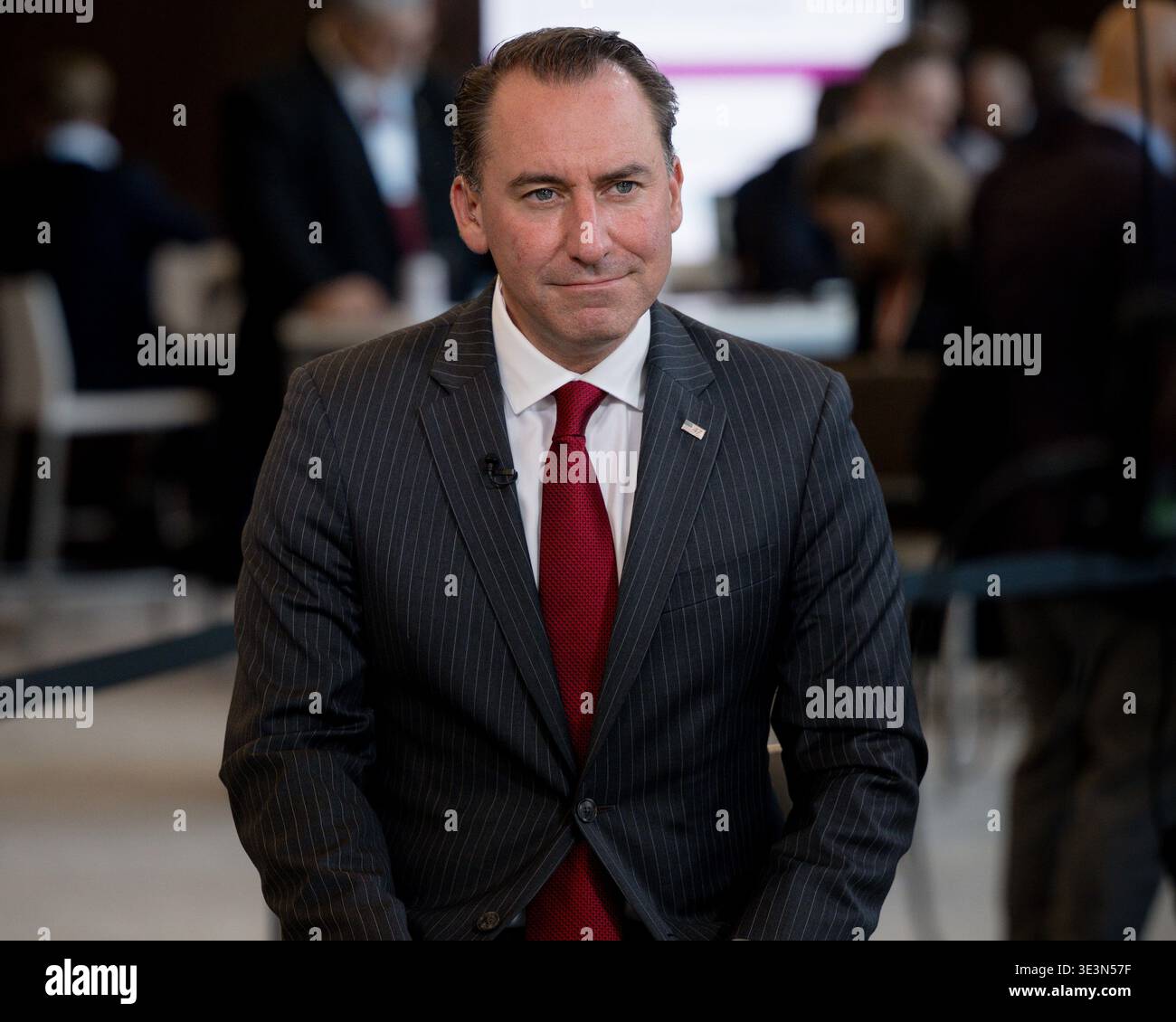 Houston, États-Unis. 23 mars 2026. Jerrod Agen prend la parole à la caméra lors de CERAWeek by S&P Global au Hilton Americas à Houston, Texas, le 23 mars 2026. La discussion sur cet événement rassemble des leaders mondiaux de l’énergie pour explorer le thème de « convergence et concurrence : énergie, technologie et géopolitique ». (Photo de Marcus Ingram/Sipa USA) crédit : Sipa USA/Alamy Live News Banque D'Images