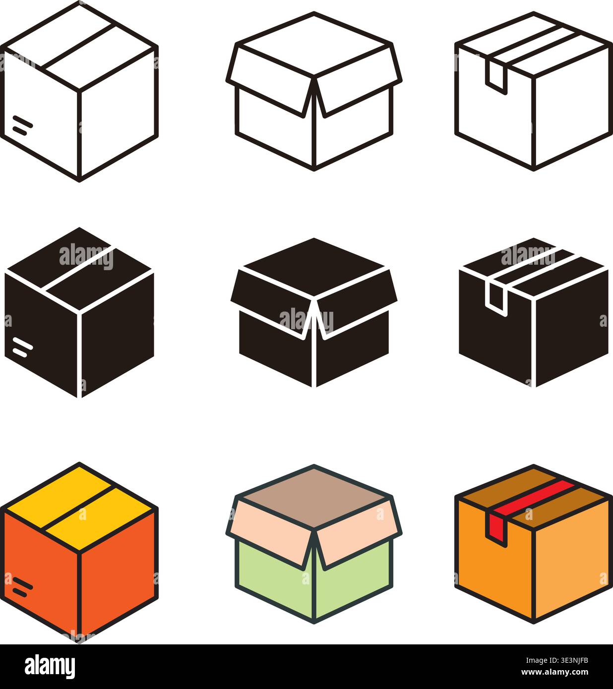 Box icône Set modèles de conception vectorielle concept simple et moderne Illustration de Vecteur