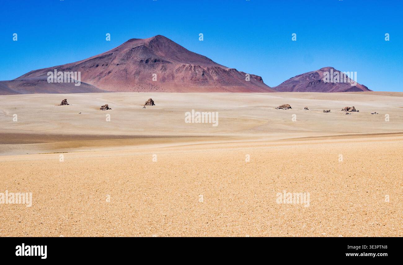 Le désert de Dali dans la réserve nationale d'Evaroa Bolivie dans le sud de la Bolivie - nommé d'après sa ressemblance avec les paysages dans de nombreuses œuvres surréalistes de Dali Banque D'Images