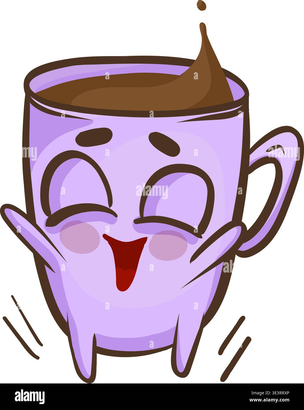 Tasse de dessin animé mignon avec des émotions, illustration vectorielle. Illustration de Vecteur