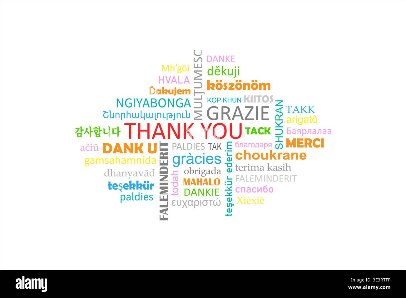 Vector - Danke (Merci en allemand) Merci en couleur langues pleines de mots pour vous remercier dans le monde. Mot isoler l'arrière-plan, toutes les langues, multilingue Illustration de Vecteur