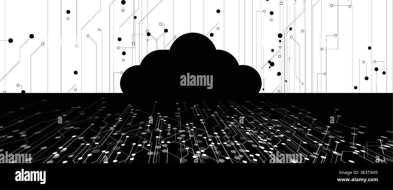 Arrière-plan abstrait de la technologie cloud. Informatique réseau futuriste Illustration de Vecteur