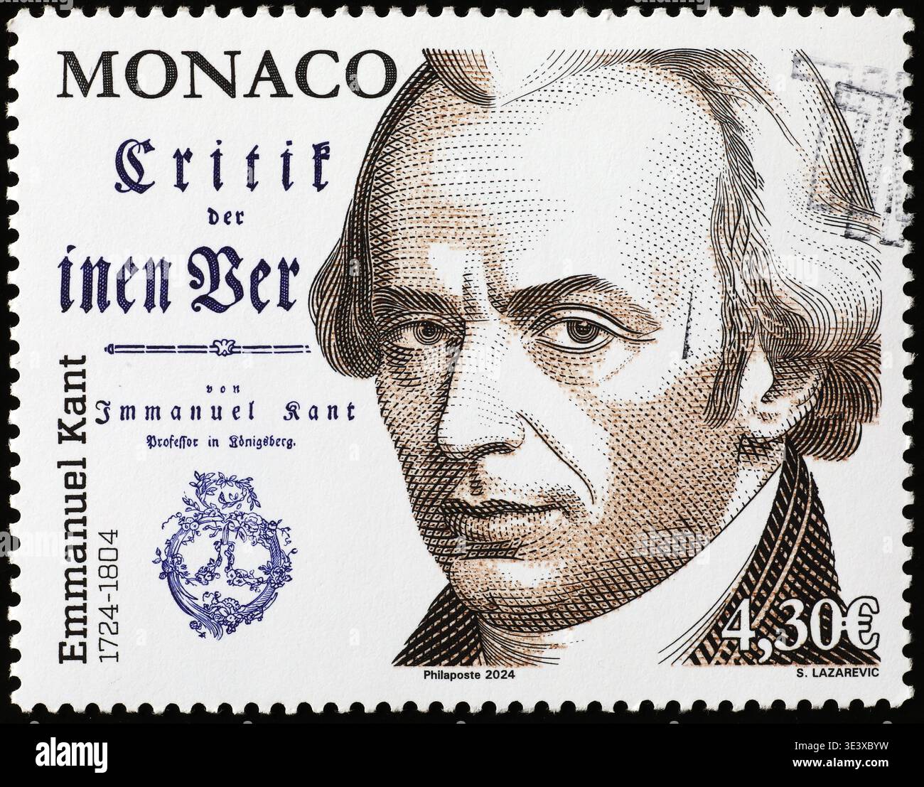 Philosophe Emmanuel Kant sur timbre-poste de Monaco Banque D'Images