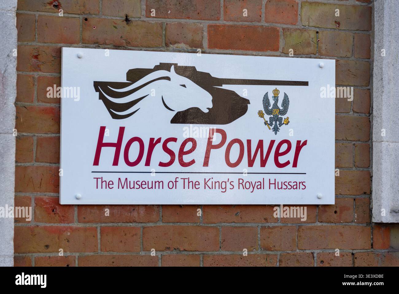 Le panneau Museum of Kings Royal Hussars, Winchester Military Museum, Royaume-Uni Banque D'Images