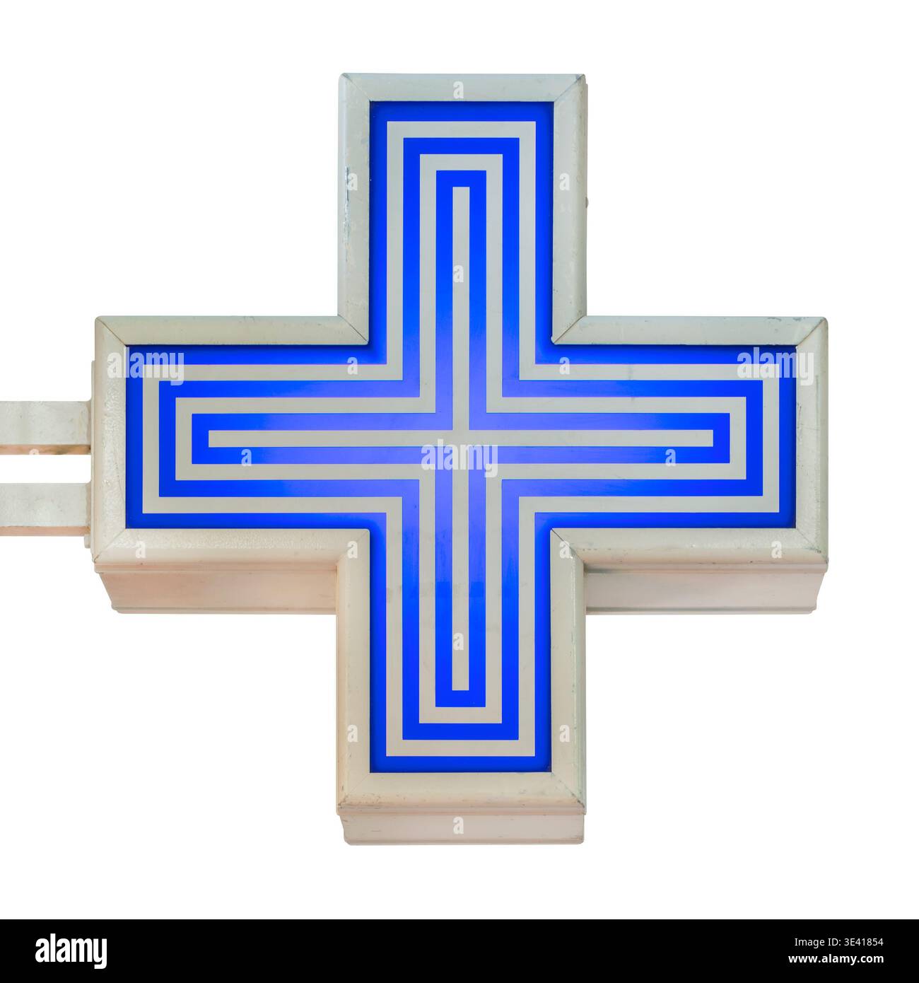 Signe de croix de pharmacie bleu isolé isolé sur fond blanc Banque D'Images
