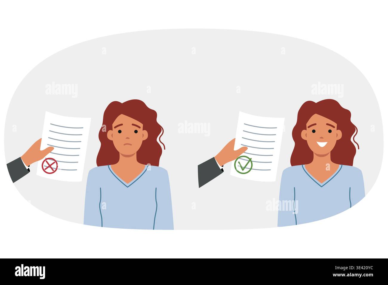 Document avec permission ou interdiction près de la femme qui a reçu un avis du service fiscal Illustration de Vecteur