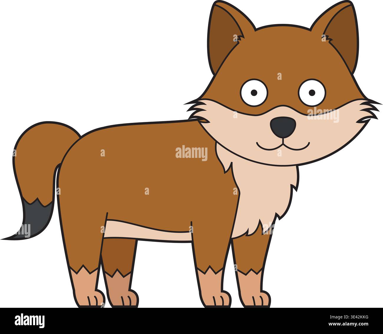 Illustration vectorielle de dessin animé mignon d'un loup isolé sur fond blanc Illustration de Vecteur