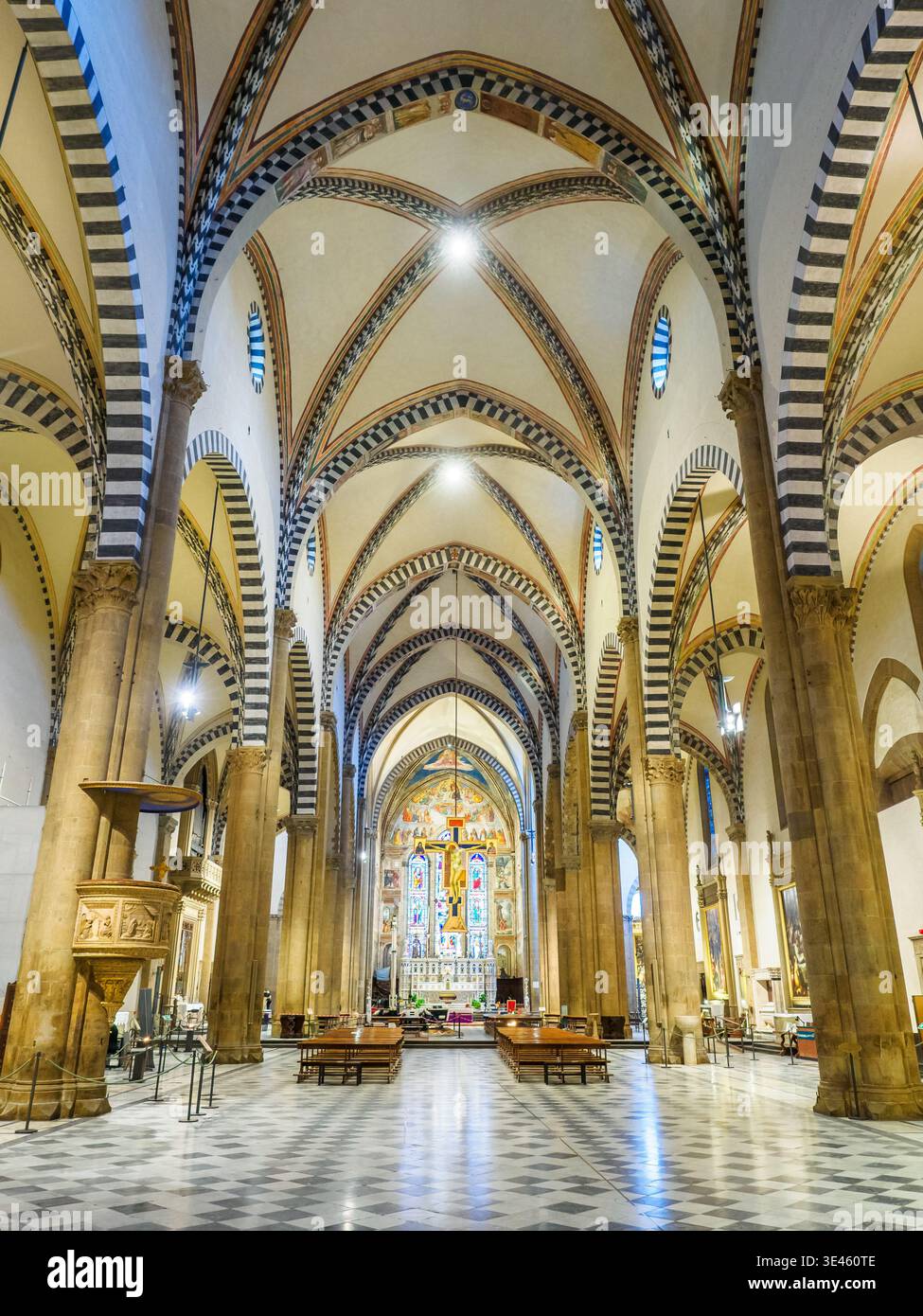 Nef centrale - Basilique de Santa Maria Novella - Florence, Italie Banque D'Images