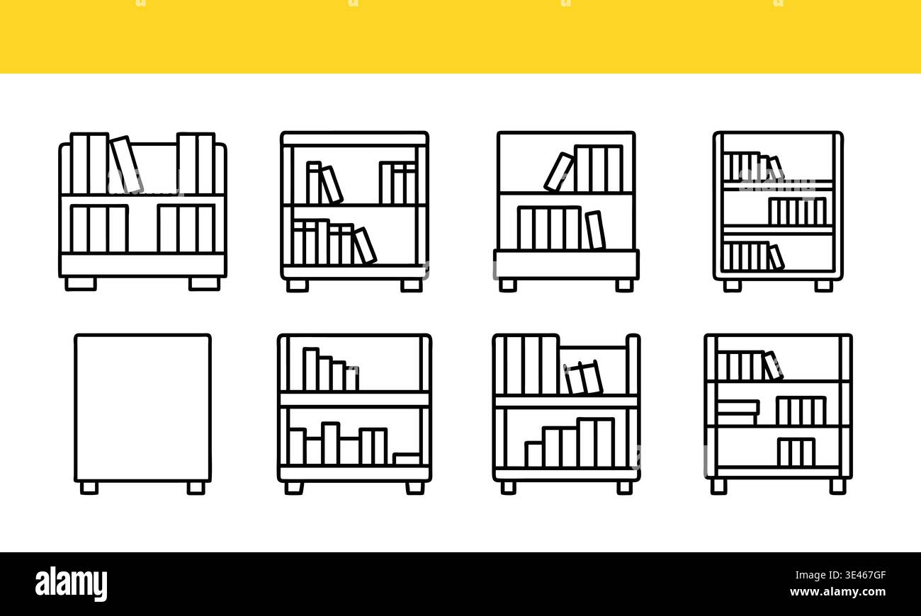 Collection de dessins au trait simples d'étagères dans divers styles Illustration de Vecteur