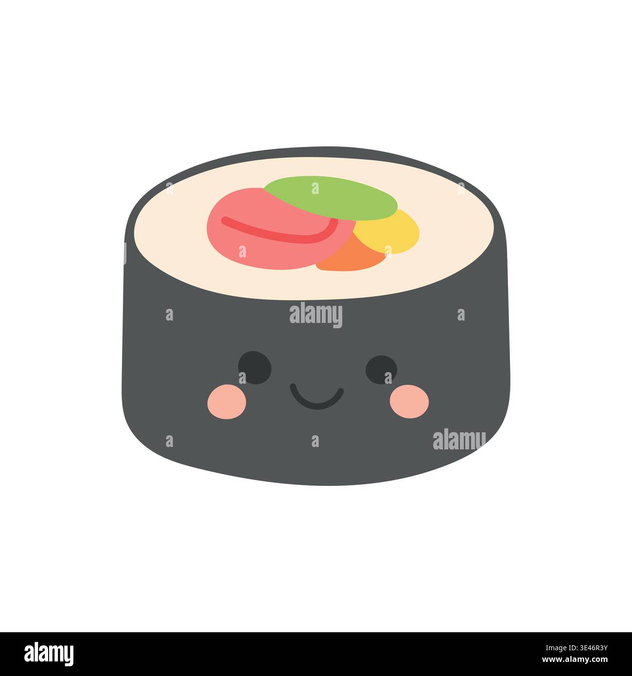 Vecteur futomaki de poisson de nourriture avec illustration restaurant de sushi pour le dessin animé de riz japonais. Menu asiatique isolé avec repas de saumon pour la cuisine verte Illustration de Vecteur