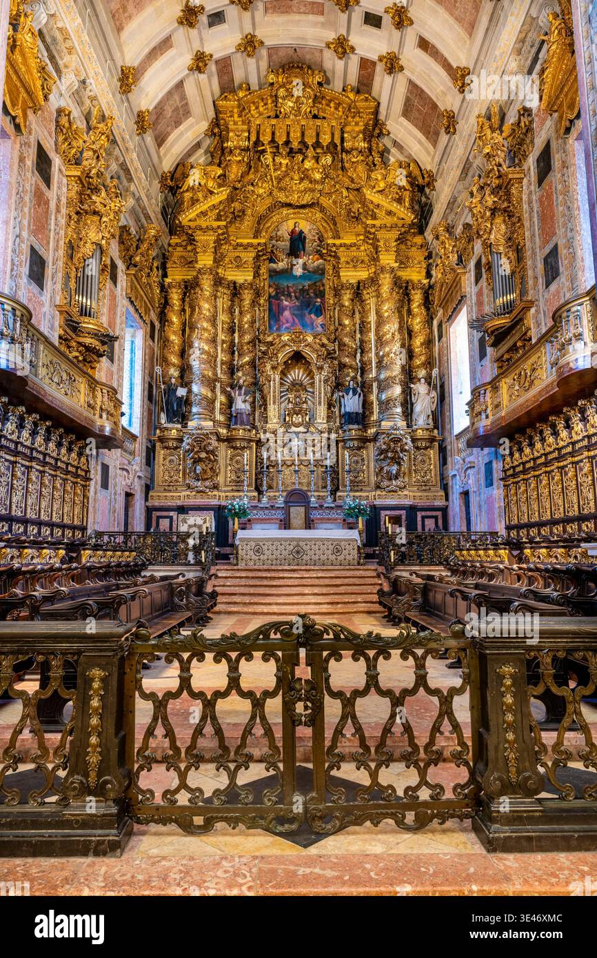 Portugal, Vallée du Douro, Porto, centre historique classé au patrimoine mondial de l'UNESCO, cathédrale Sé, retable Banque D'Images