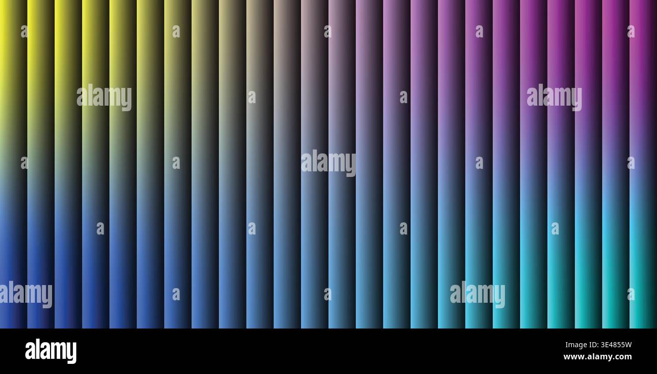 Fond abstrait avec des bandes dégradées verticales avec une transition jaune éclatante bleu et violet. Illustration de Vecteur