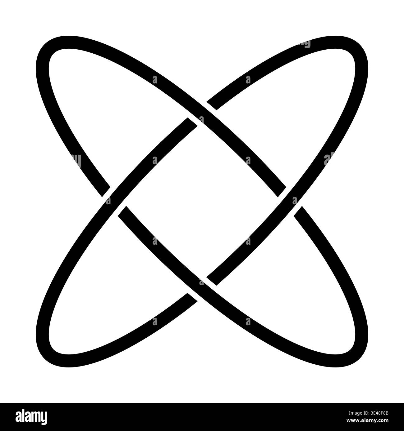 Noyau atomique stylisé, chemins elliptiques croisés, énergie scientifique Illustration de Vecteur