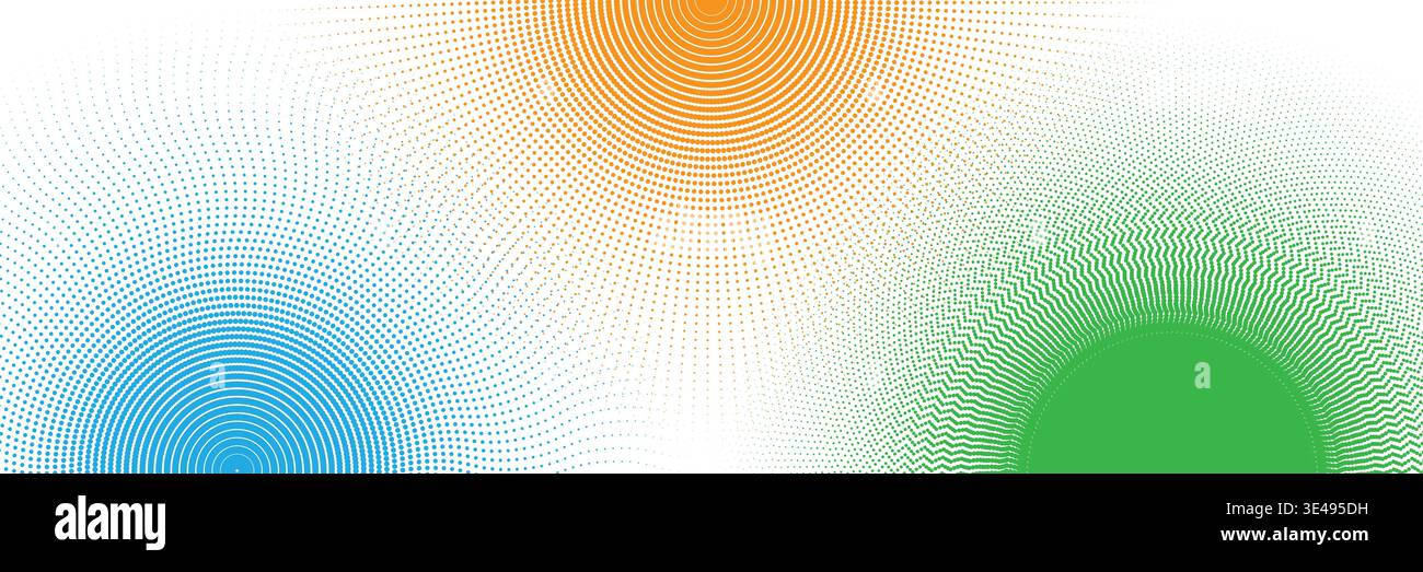 Fond abstrait demi-teinte Sunburst avec bleu orange et vert Illustration de Vecteur