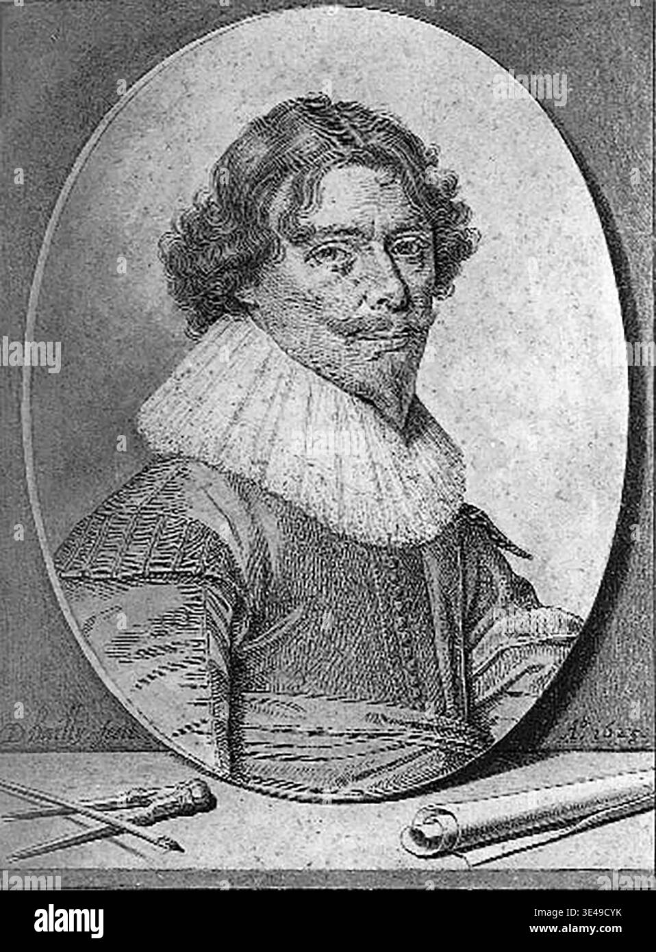 BAILLY, David (né en 1584, Leyde, décédé en 1657, Leyde) Autoportrait 1625 stylo en brun, pinceau en gris, 183 x 137 mm Rijksmuseum, Amsterdam --- mots-clés : ------------- Auteur : BAILLY, David titre : Autoportrait chronologie : 1601-1650 École : Néerlandais forme : graphique type : Portrait Banque D'Images