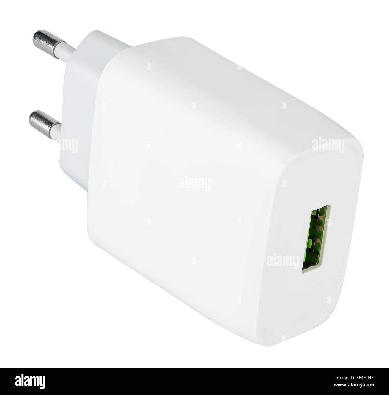 Chargeur de téléphone portable avec port USB et prise Banque D'Images