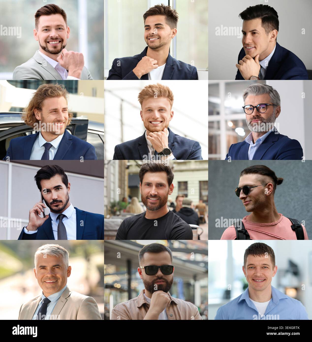 Grande collection de portraits masculins. Des hommes d'âges différents Banque D'Images