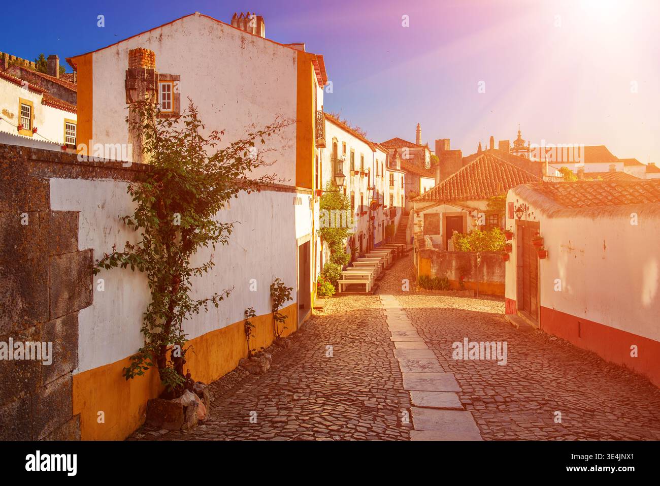 Vue des rues Obidos, quartier Leiria, Portugal Banque D'Images