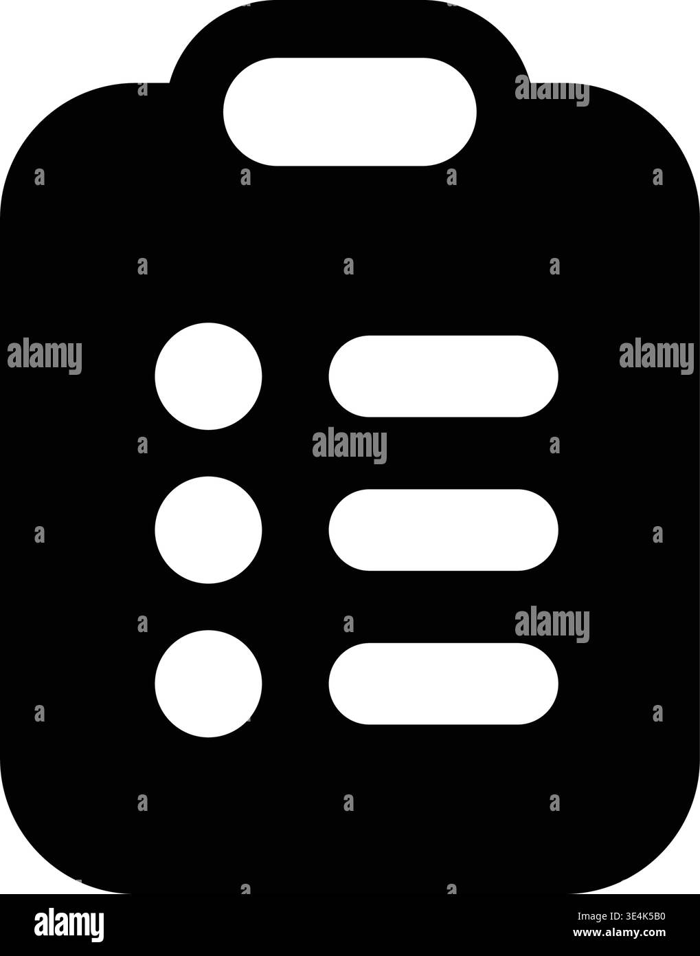 Icône noire minimaliste représentant un presse-papiers avec trois éléments de liste de contrôle distincts disposés verticalement pour une gestion et une organisation simples des tâches. Illustration de Vecteur