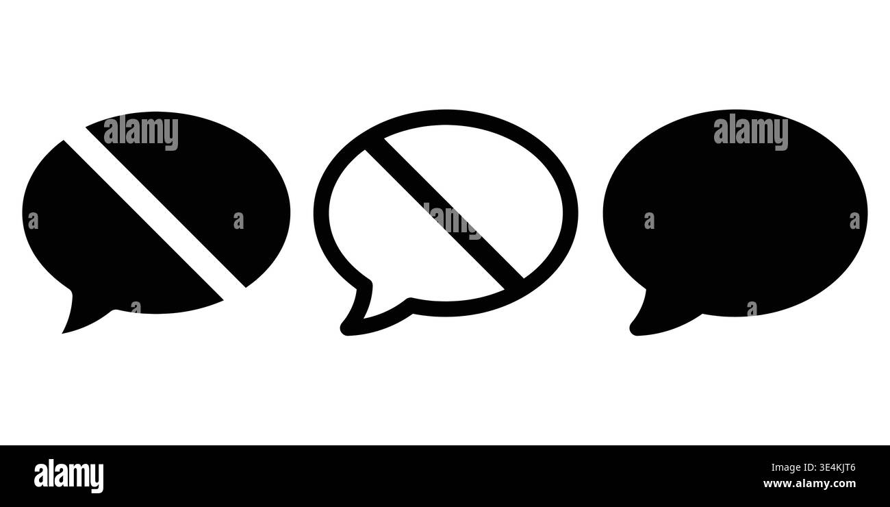 Une série de trois icônes représentant l'interdiction de communication et les états de dialogue Illustration de Vecteur