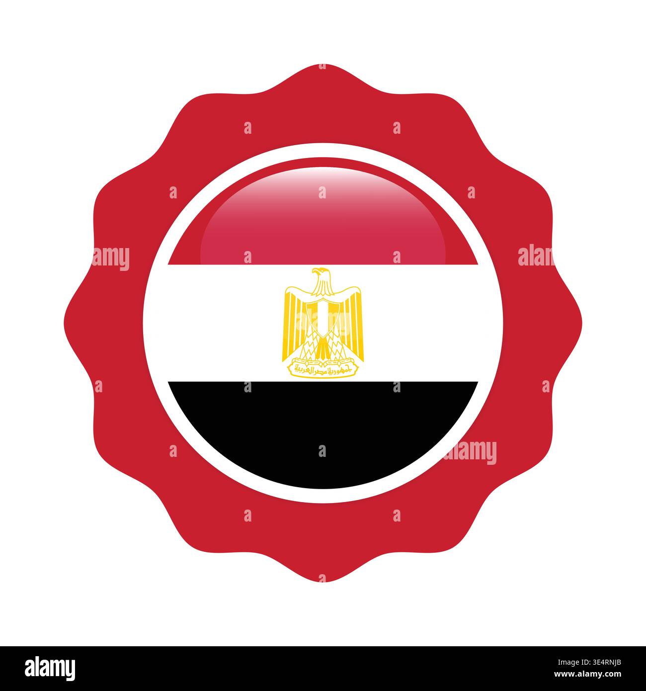 Badge circulaire de drapeau égyptien isolé sur le concept de fond blanc Illustration de Vecteur