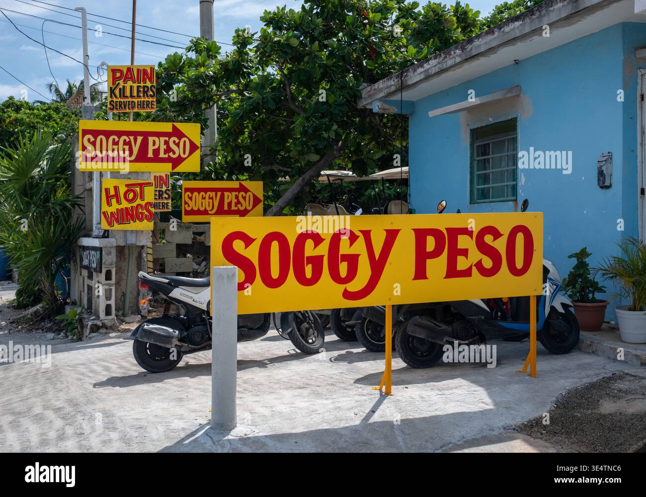 Soggy Peso Bar and Restaurant sur Isla Mujeres au Mexique Banque D'Images