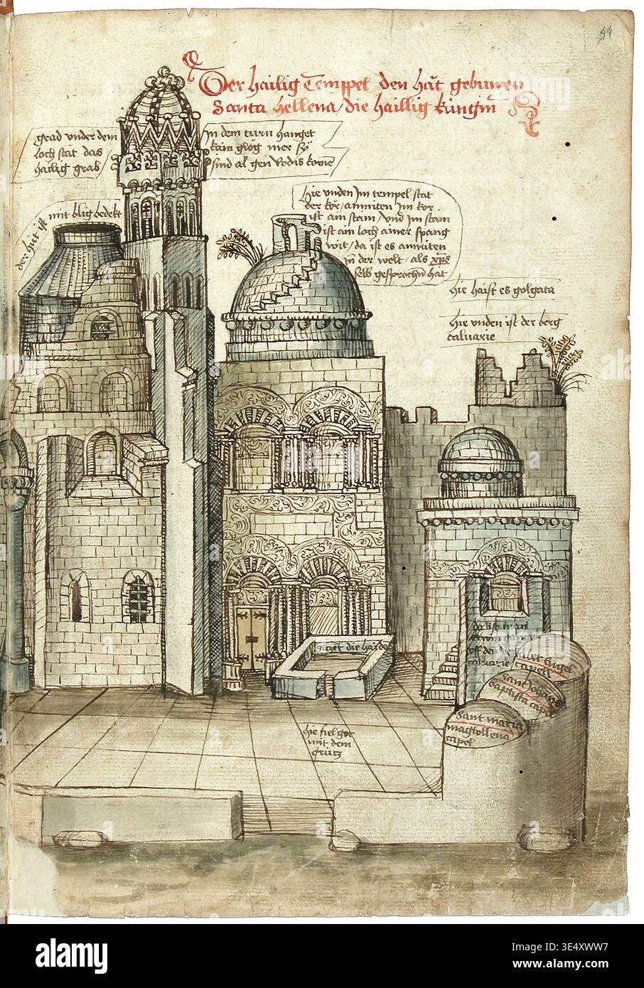 8218. Église du Saint-Sépulcre, S. façade, en 1486, telle que représentée dans 'Beschreibung der Reise von Konstanz nach Jerusalem' de Konrad von Grünenberg (1 Banque D'Images
