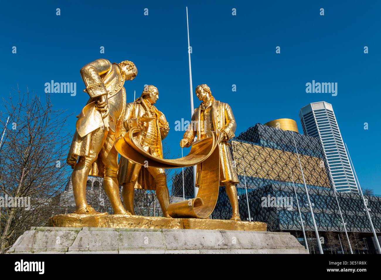 Sculpture de Boulton, Watt et Murdoch, Birmingham, Royaume-Uni Banque D'Images