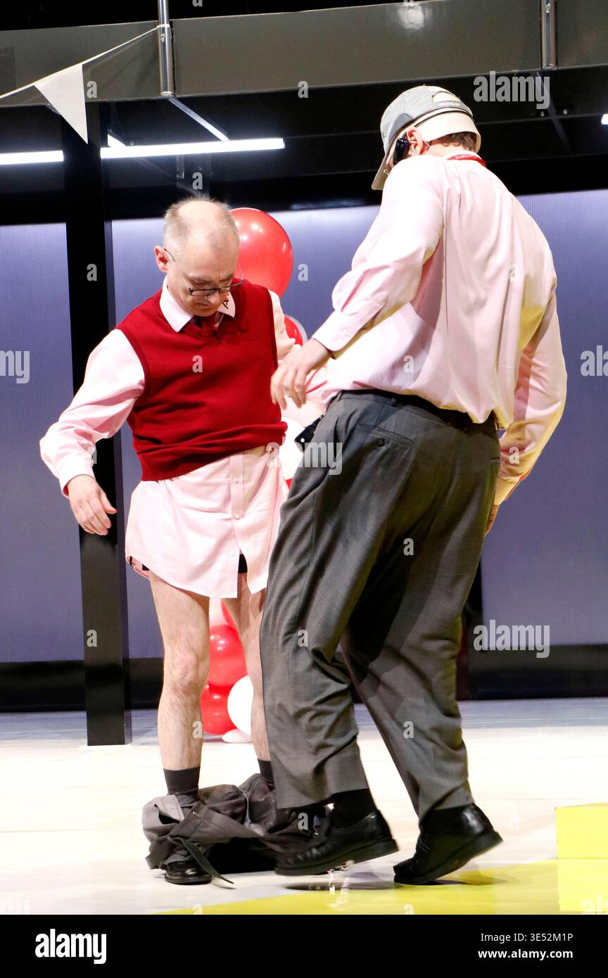 Falk Rockstroh et Lars Eidinger à la répétition photo pour la pièce 'The miser' au Schaubühne. Berlin, 30.03.2026 Banque D'Images