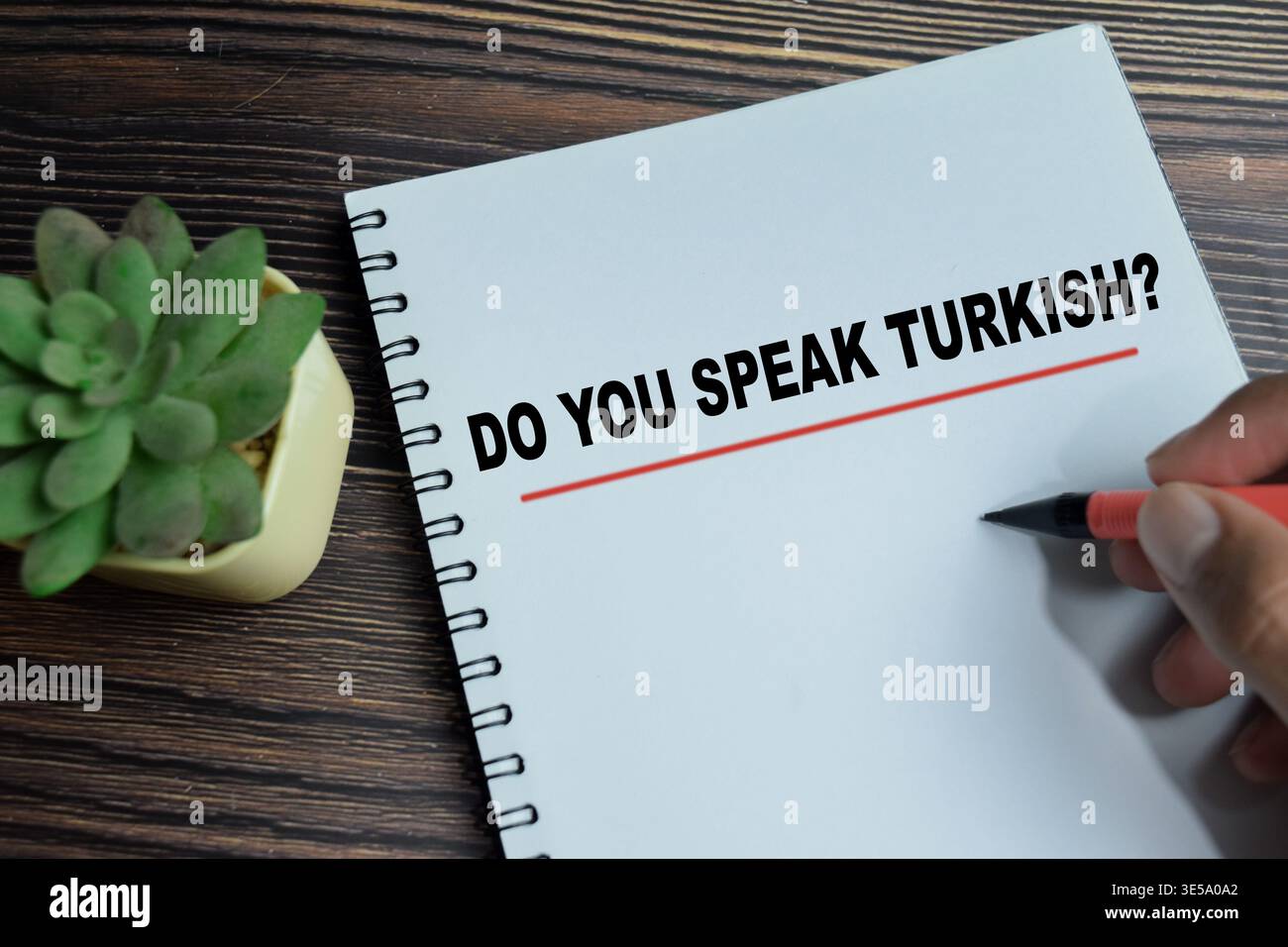 Concept de Do You Speak turc écrire sur le livre isolé sur la table en bois. Parfait pour les agences de tourisme, les écoles de langues et la communication d'affaires Banque D'Images